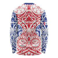 Austral Islands Long Sleeve Shirt Tuhaa Pae Penu Stars Necklace Red - Polynesian Pride