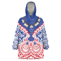 Austral Islands Wearable Blanket Hoodie Tuhaa Pae Penu Stars Necklace Red - Polynesian Pride