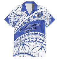 Personalised Samoa St Josephs College Family Matching Puletasi Dress and Hawaiian Shirt Marist Brothers Samoan Pattern LT14 Dad's Shirt - Short Sleeve Blue - Polynesian Pride
