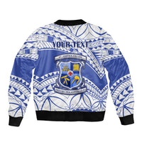 Personalised Samoa St Josephs College Sleeve Zip Bomber Jacket Marist Brothers Samoan Pattern LT14 - Polynesian Pride