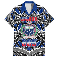 Samoa 685 Family Matching Puletasi Dress and Hawaiian Shirt Samoan Coat Of Arms Simple Style LT14 Dad's Shirt - Short Sleeve Blue - Polynesian Pride