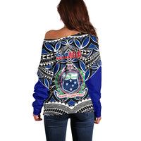 Samoa 685 Off Shoulder Sweater Samoan Coat Of Arms Simple Style LT14 - Polynesian Pride