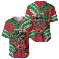 Mele Kalikimaka Hawaii Baseball Jersey Mongoose Santa With Ohia Lehua