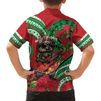 Mele Kalikimaka Hawaii Family Matching Puletasi and Hawaiian Shirt Mongoose Santa With Ohia Lehua LT14 - Polynesian Pride