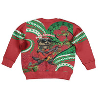 Mele Kalikimaka Hawaii Kid Ugly Christmas Sweater Mongoose Santa With Ohia Lehua