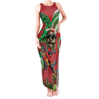 Mele Kalikimaka Hawaii Tank Maxi Dress Mongoose Santa With Ohia Lehua