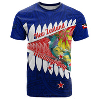 New Zealand Waitangi Day T Shirt NZ Maori Tui Bird With Kowhai Flowers LT14 Blue - Polynesian Pride