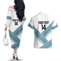Custom Fiji Tapa Rugby 2025 Couples Matching Off The Shoulder Long Sleeve Dress and Hawaiian Shirt Go Champions Fijiana