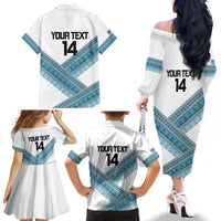 Custom Fiji Tapa Rugby 2025 Family Matching Off The Shoulder Long Sleeve Dress and Hawaiian Shirt Go Champions Fijiana
