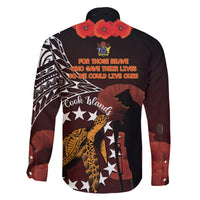 Cook Islands ANZAC Day Family Matching Long Sleeve Bodycon Dress and Hawaiian Shirt Poppies With Sea Turtle LT14 - Polynesian Pride