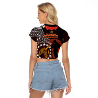 Cook Islands ANZAC Day Raglan Cropped T Shirt Poppies With Sea Turtle LT14 - Polynesian Pride