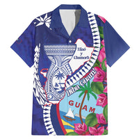 Biba Guam Liberation Day Family Matching Mermaid Dress and Hawaiian Shirt Tano y Chamoru Latte Stone Blue LT14 Dad's Shirt - Short Sleeve Blue - Polynesian Pride