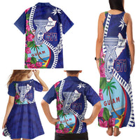 Biba Guam Liberation Day Family Matching Tank Maxi Dress and Hawaiian Shirt Tano y Chamoru Latte Stone Blue