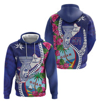 Biba Guam Liberation Day Hoodie Tano y Chamoru Latte Stone Blue