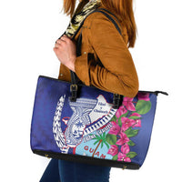 Biba Guam Liberation Day Leather Tote Bag Tano y Chamoru Latte Stone Blue
