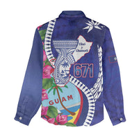 Biba Guam Liberation Day Women Casual Shirt Tano y Chamoru Latte Stone Blue