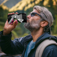 Biba Guam Liberation Day 4 in 1 Can Cooler Tumbler Tano y Chamoru Latte Stone Black