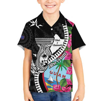 Biba Guam Liberation Day Family Matching Long Sleeve Bodycon Dress and Hawaiian Shirt Tano y Chamoru Latte Stone Black LT14 Son's Shirt Black - Polynesian Pride