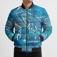 Kuri Dog Waka New Zealand Matariki Bomber Puffer Jacket Ocean Sharks Maori Tattoo