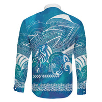 Kuri Dog Waka New Zealand Matariki Family Matching Off Shoulder Short Dress and Hawaiian Shirt Ocean Sharks Maori Tattoo LT14 - Polynesian Pride