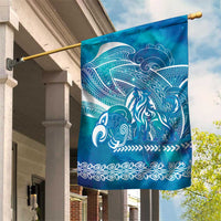 Kuri Dog Waka New Zealand Matariki Garden Flag Ocean Sharks Maori Tattoo LT14 House Flag Blue - Polynesian Pride