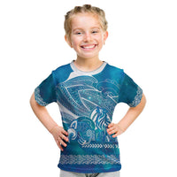 Kuri Dog Waka New Zealand Matariki Kid T Shirt Ocean Sharks Maori Tattoo LT14 Blue - Polynesian Pride