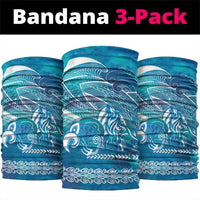 Kuri Dog Waka New Zealand Matariki Neck Gaiter Ocean Sharks Maori Tattoo LT14 package One Size: 25*50cm Blue - Polynesian Pride