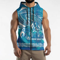 Kuri Dog Waka New Zealand Matariki Sleeveless Zip Hoodie Ocean Sharks Maori Tattoo LT14 - Polynesian Pride