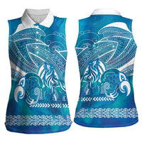 Kuri Dog Waka New Zealand Matariki Women Sleeveless Polo Shirt Ocean Sharks Maori Tattoo LT14 - Polynesian Pride