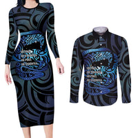 Tuna Eel New Zealand Matariki Couples Matching Long Sleeve Bodycon Dress and Long Sleeve Button Shirt He Piko He Taniwha Maori Pattern