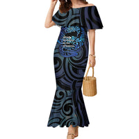 Tuna Eel New Zealand Matariki Family Matching Mermaid Dress and Hawaiian Shirt He Piko He Taniwha Maori Pattern LT14 Mom's Dress Purple - Polynesian Pride