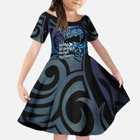 Tuna Eel New Zealand Matariki Family Matching Short Sleeve Bodycon Dress and Hawaiian Shirt He Piko He Taniwha Maori Pattern LT14 Daughter's Dress Purple - Polynesian Pride