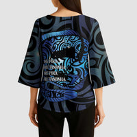 Tuna Eel New Zealand Matariki Kimono Sleeve Blouse He Piko He Taniwha Maori Pattern