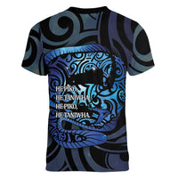 Tuna Eel New Zealand Matariki Women V-Neck T-Shirt He Piko He Taniwha Maori Pattern