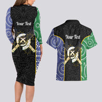 Personalised South Sea Islanders National Recognition Day Couples Matching Long Sleeve Bodycon Dress and Hawaiian Shirt Australia Aboriginal Vanuatu Pig Tusk LT14 - Polynesian Pride