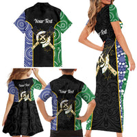 Personalised South Sea Islanders National Recognition Day Family Matching Short Sleeve Bodycon Dress and Hawaiian Shirt Australia Aboriginal Vanuatu Pig Tusk