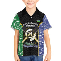 Personalised South Sea Islanders National Recognition Day Family Matching Summer Maxi Dress and Hawaiian Shirt Australia Aboriginal Vanuatu Pig Tusk LT14 Son's Shirt Black - Polynesian Pride