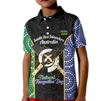 Personalised South Sea Islanders National Recognition Day Kid Polo Shirt Australia Aboriginal Vanuatu Pig Tusk