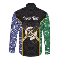 Personalised South Sea Islanders National Recognition Day Long Sleeve Button Shirt Australia Aboriginal Vanuatu Pig Tusk
