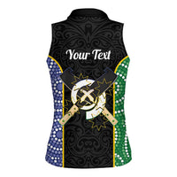 Personalised South Sea Islanders National Recognition Day Women Sleeveless Polo Shirt Australia Aboriginal Vanuatu Pig Tusk LT14 - Polynesian Pride