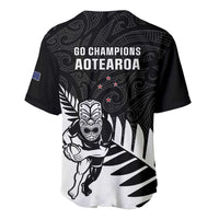 New Zealand Silver Fern Rugby Baseball Jersey All Black Go Champions Maori Pattern LT14