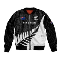 Personalised New Zealand Silver Fern Rugby Bomber Jacket All Black Go Champions Maori Pattern LT14