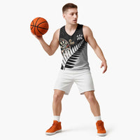 Personalised New Zealand Darts Basketball Jersey Silver Fern Aotearoa Maori Pattern - Polynesian Pride