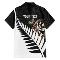 Personalised New Zealand Darts Family Matching Off The Shoulder Long Sleeve Dress and Hawaiian Shirt Silver Fern Aotearoa Maori Pattern - Polynesian Pride