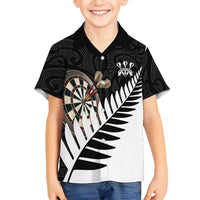 Personalised New Zealand Darts Family Matching Puletasi and Hawaiian Shirt Silver Fern Aotearoa Maori Pattern - Polynesian Pride