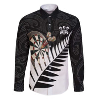 Personalised New Zealand Darts Family Matching Short Sleeve Bodycon Dress and Hawaiian Shirt Silver Fern Aotearoa Maori Pattern - Polynesian Pride