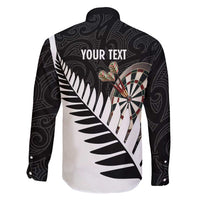 Personalised New Zealand Darts Family Matching Short Sleeve Bodycon Dress and Hawaiian Shirt Silver Fern Aotearoa Maori Pattern - Polynesian Pride