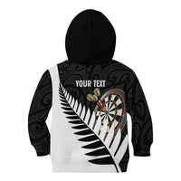 Personalised New Zealand Darts Kid Hoodie Silver Fern Aotearoa Maori Pattern - Polynesian Pride