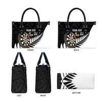 Personalised New Zealand Darts Leather Bag Silver Fern Aotearoa Maori Pattern - Polynesian Pride