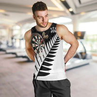 Personalised New Zealand Darts Men Tank Top Silver Fern Aotearoa Maori Pattern - Polynesian Pride
